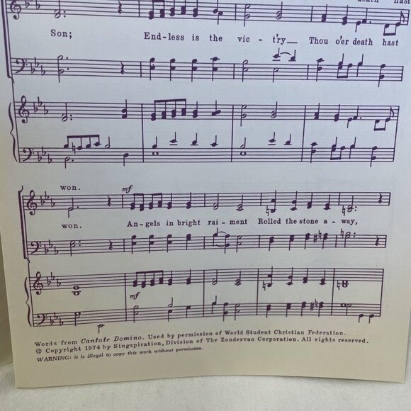 Thine Is The Glory S.A.T.B. Piano Sheet Music Handel Montgmery 1974 Singspiratio - Picture 5 of 7